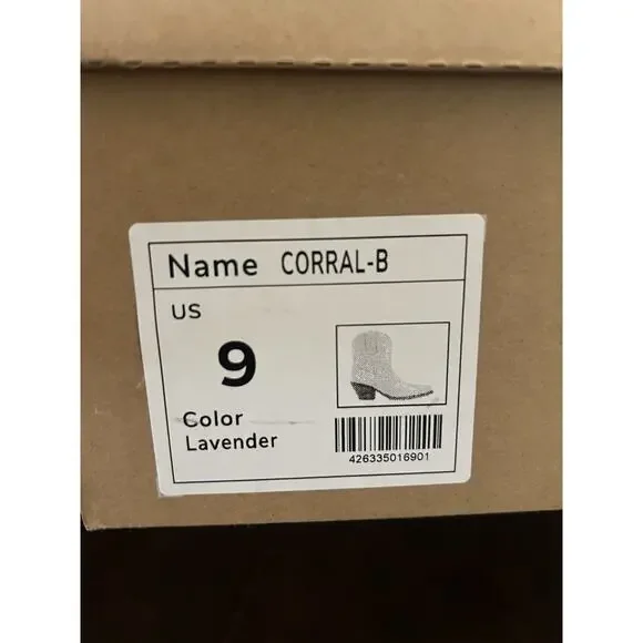Mi.im Corral botanical Embroidered Lavender Western Boots Brand New Size 9 - Picture 9 of 9